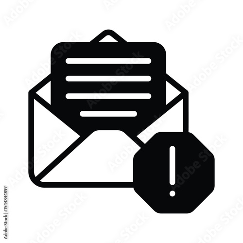 A well designed glyph style icon showing email scam