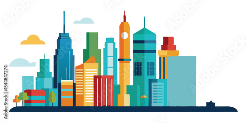silhouette city skyline on white background