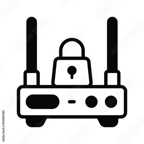 Have a look at this latest glyph icon secure router with lock
