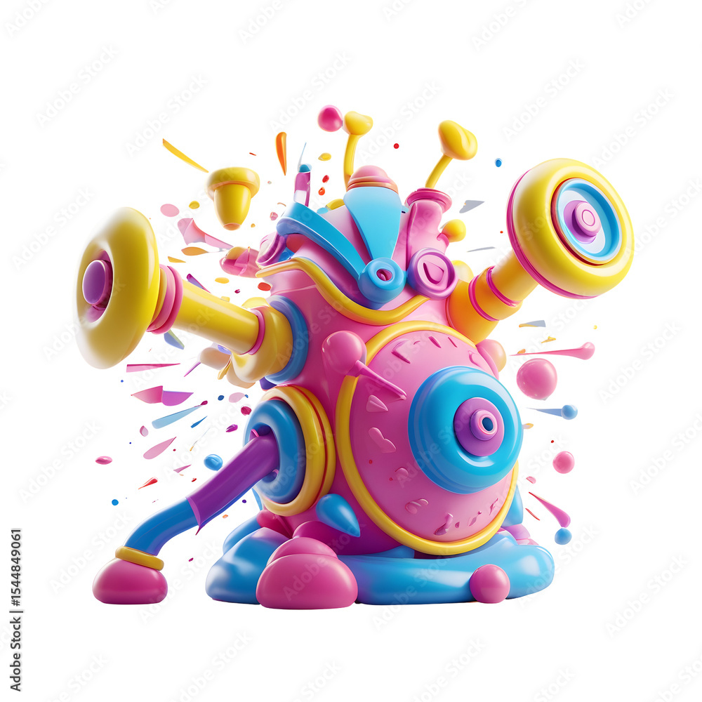 Obraz premium Colorful 3 D Render Abstract Creature isolated on a transparent background