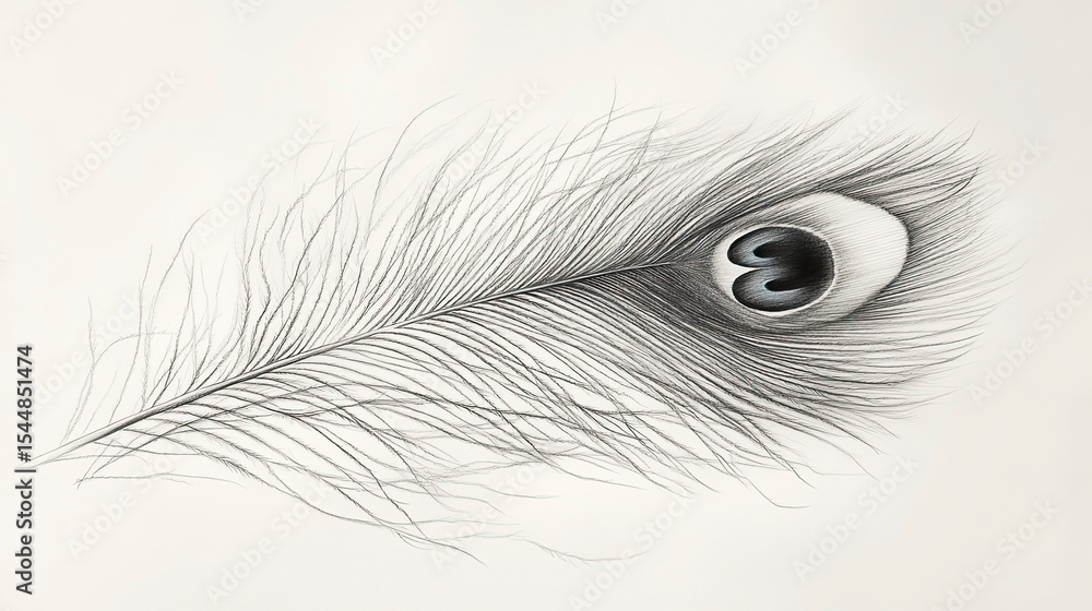 Obraz premium Detailed peacock feather drawing