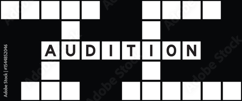 Alphabet letter in word audition on crossword puzzle background