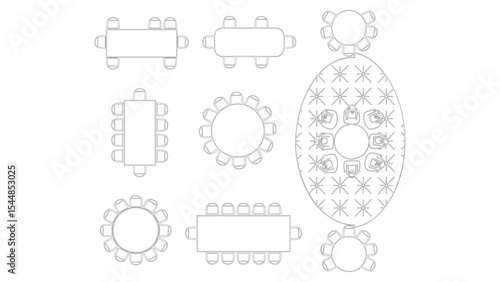 Top view vector layout of tables and chairs for event planning