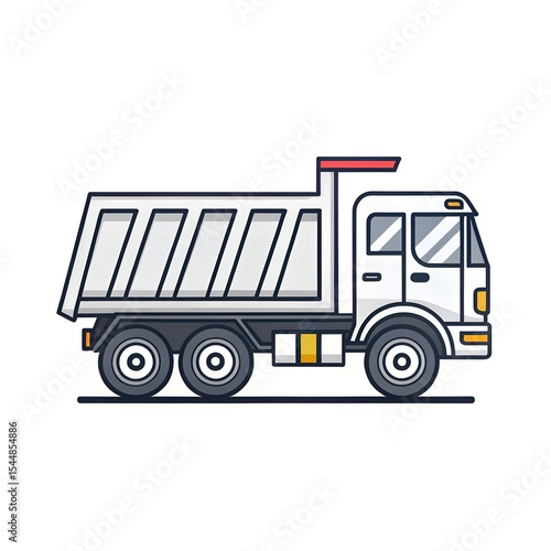 Cartoon Line Dump Truck Icon - Construction Vehicle Vector