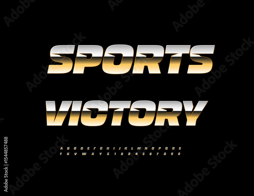 Vector Elite sign Sports Victory. Modern Dynamic Font. Luxury Golden Alphabet Letters and Numbers set.