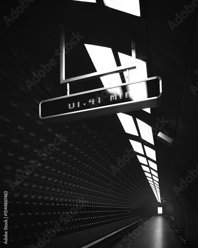 Photography black and white metro station in prague