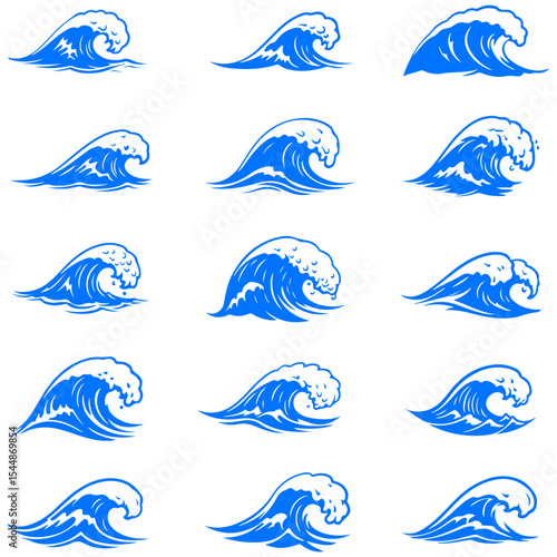 set of shoreline movements shaped with graceful lines and tones using expressive, modern, and stylized creative layout