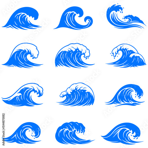 Bold wave illustrations layered with geometric finesse using clean, expressive, and curved illustration pattern