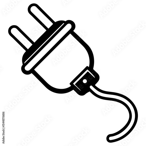 Electric power cord and plug icon for electronic device or charging concept