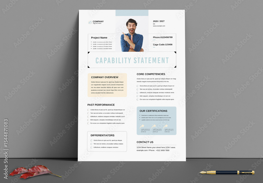 Capability Statement Template Layout Stock Template | Adobe Stock