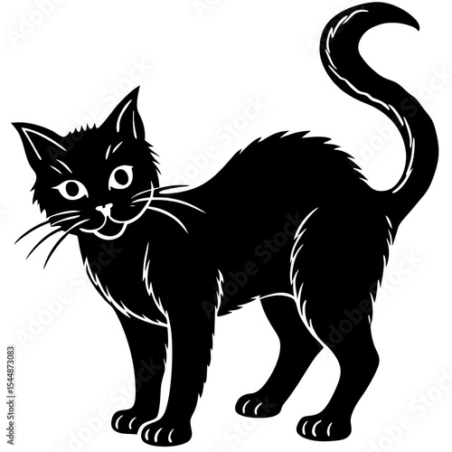 Spooky Cat Outline Design