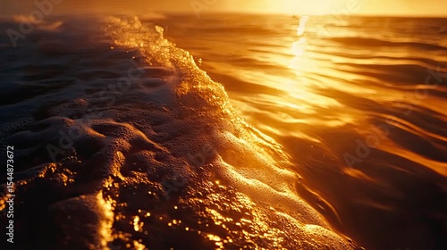 Fototapeta Naklejka Na Ścianę i Meble -  Golden sunrise ocean wave