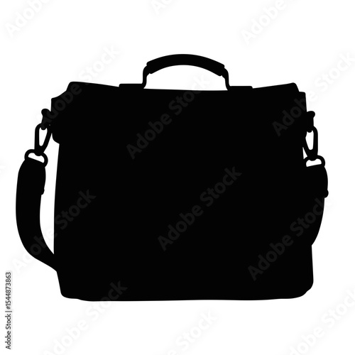 Silhouette of minimalist satchel with hemp strap on white background, eco-friendly fashion gear
