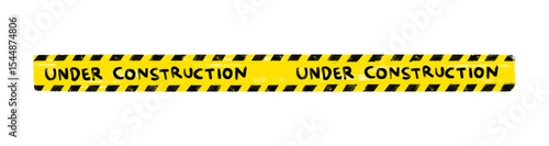 cute hand drawn yellow black under construction safety alert text word police line border kids doodle crayon watercolor illustration clipart png sticker