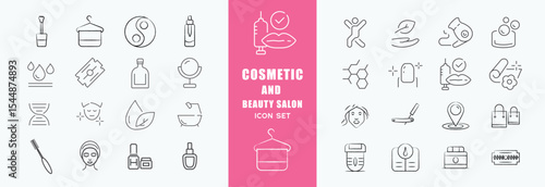 Cosmetic icon set. Active Ingredients, Cosmetic Formulas, Skin Enhancers, Hydration Boost, Anti-Aging Compounds, Moisturizing Blend, Botanical Extracts, Collagen Infusion , Vitamin Complex