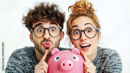 Happy Couple Saving Money Together