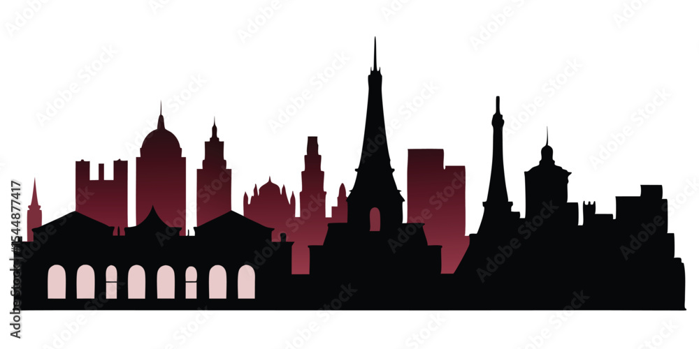Fototapeta premium silhouette city skyline on white background