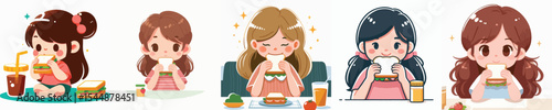 girl character vector eating sandwich