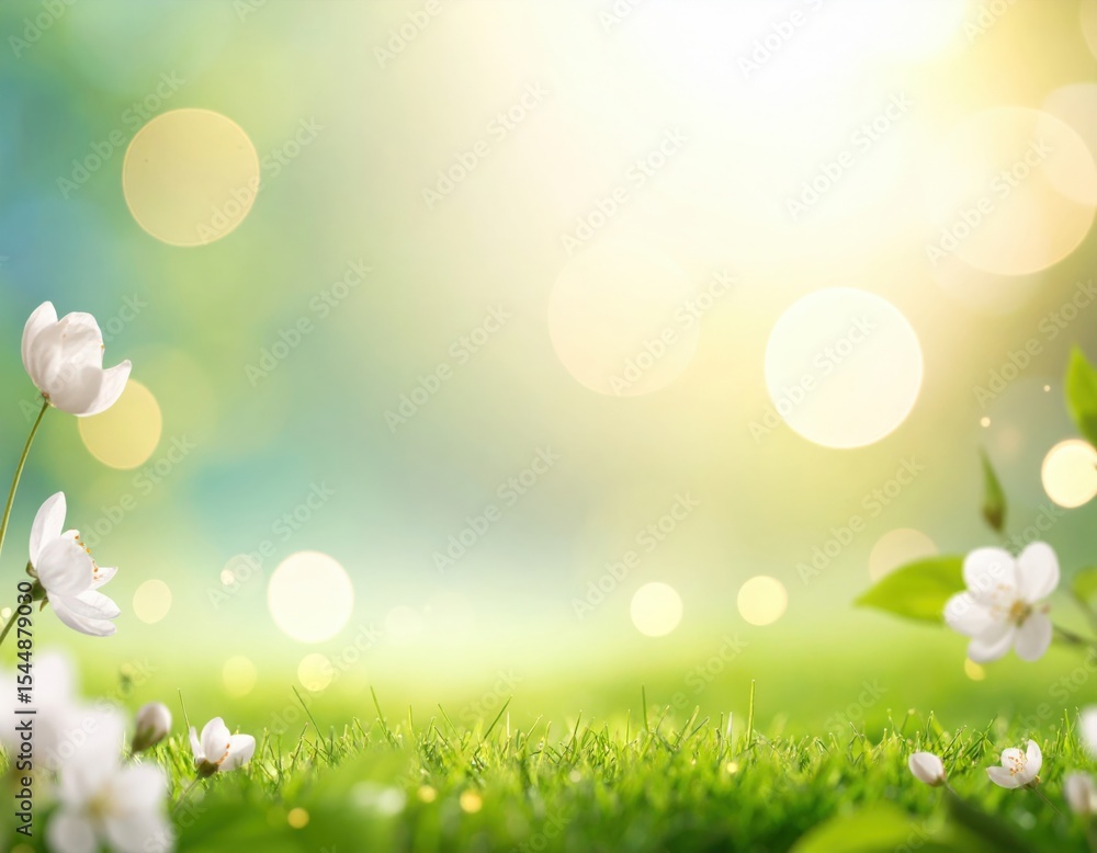 Fototapeta premium Serene blossoms in a sunlit meadow nature scene outdoor setting soft focus tranquil atmosphere for relaxation