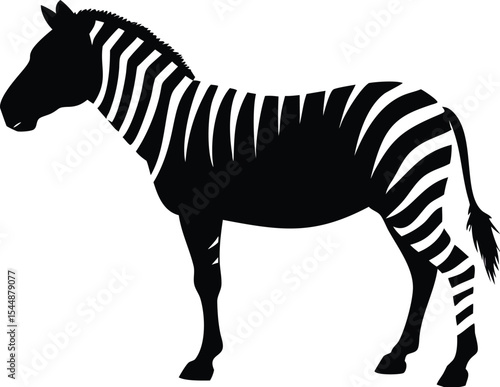 Minimalist Zebra Silhouette Line Art Vector Illustration

