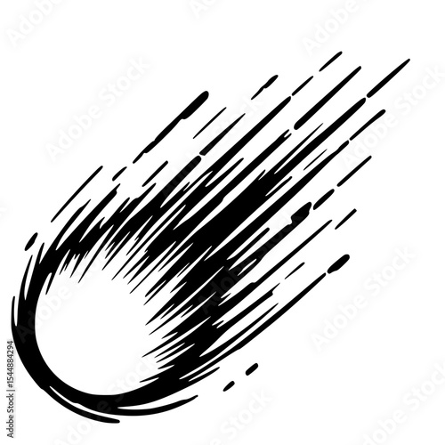 Falling meteor silhouette