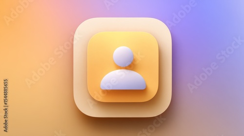 Yellow app icon with person symbol, social media and communication concept in mobile technology