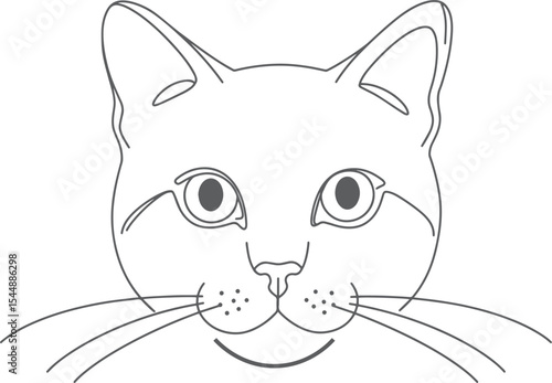 Elegant Line Art Cat Face Simple, Clean Illustration