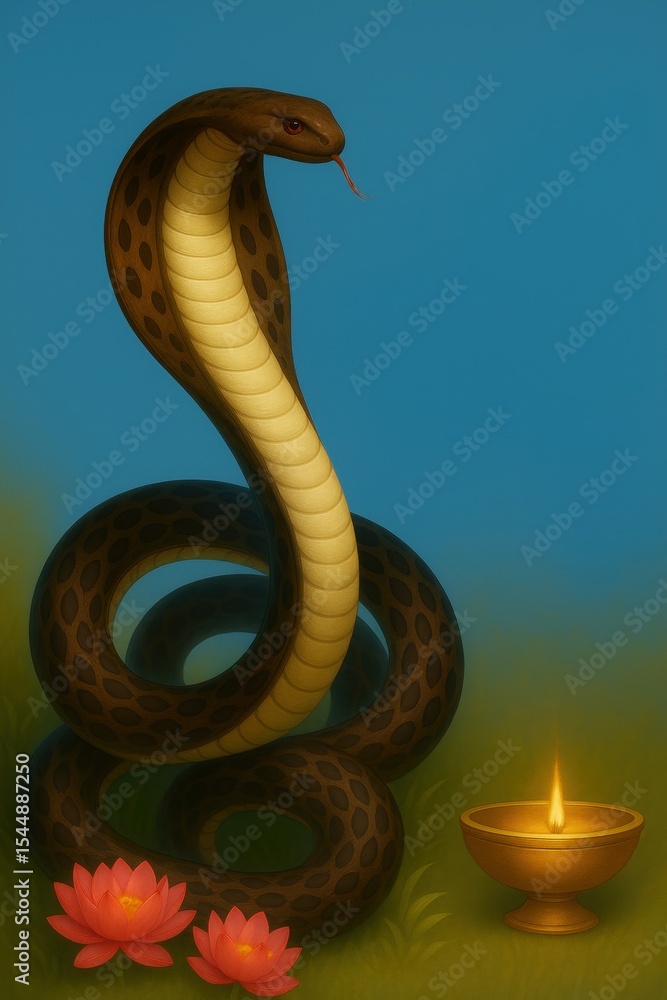Fototapeta premium Cobra snake illustration.