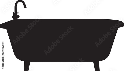 Classic Clawfoot Bathtub Silhouette Elegant Bathroom Decor Illustration