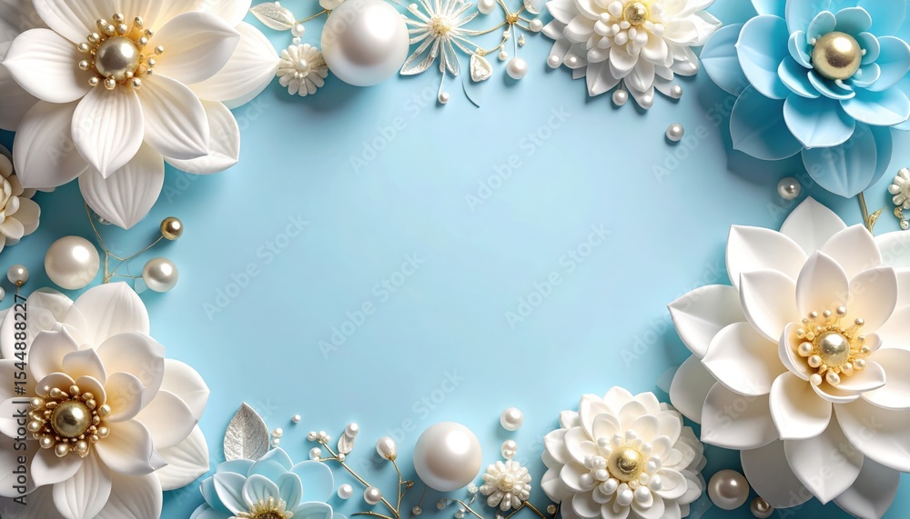 Elegant floral arrangement studio decorative artwork blue background close-up view aesthetic design for events Elegant floral arrangement studio decorative artwork blue background close-up view aesthetic design for events