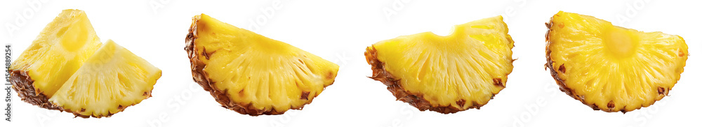 Sliced Pineapple Piece, a Tropical and Delicious Fruit for Healthy Eating, Isolated Ananas Portion, Summer Ingredient with Transparent Background PNG set Sliced Pineapple Piece, a Tropical and Delicious Fruit for Healthy Eating, Isolated Ananas Portion, Summer Ingredient with Transparent Background PNG set