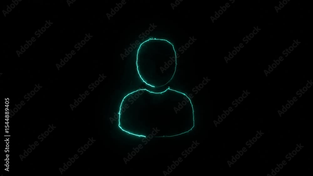 Neon glowing user icon animation. neon line profile icon. Glowing neon person or people sign animation background. User or profile or avatar icon. Neon glowing user icon animation. neon line profile icon. Glowing neon person or people sign animation background. User or profile or avatar icon.