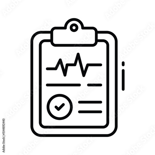 An outline icon showcasing medical report with check mark