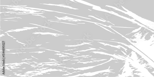 Distressed Plastic Wrap Texture with Abstract Damaged Surface Effect in Gray Scale. Grunge Overlay. Corrupted Film Look for Design and Print. Vector Illustration