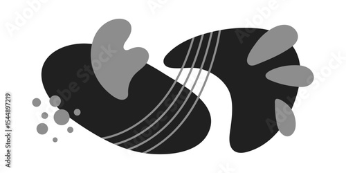 Hand drawn blob and lines shapes vector set. Abstract round and curved forms composition.