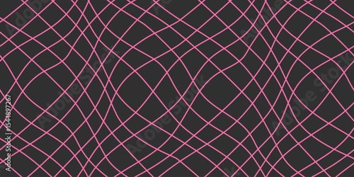 Checkered irregular seamless pattern. Wavy lines background in groovy hand drawn style. Fashion textile print and poster design.