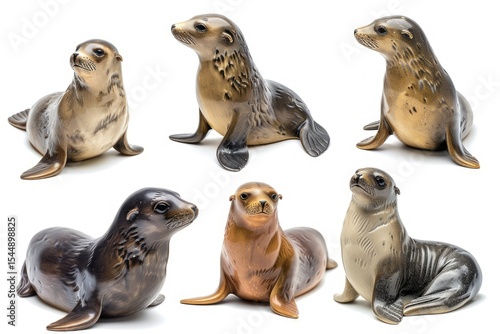 Premium Quality Image of Set of Seals Isolated on White Background