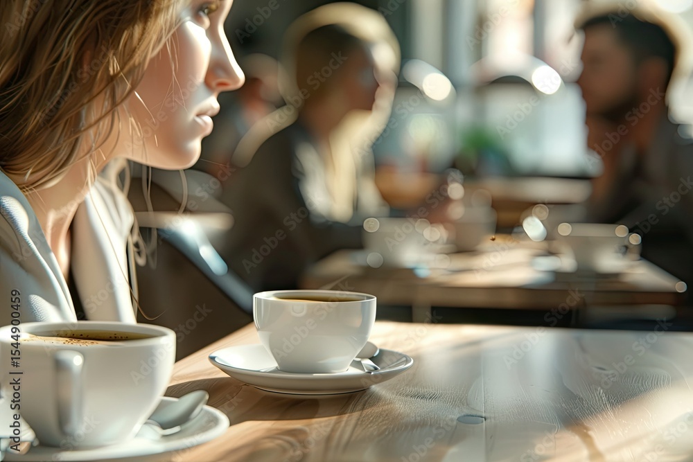 Detailed Visual of Full Shot People with Coffee Cups Detailed Visual of Full Shot People with Coffee Cups
