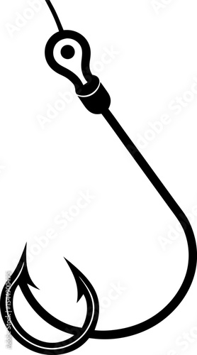 fishing hook vector illustration Fishing Hook Silhouette – Double Hook Icon with Rope – Vector Illustration