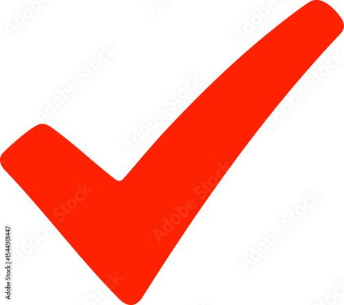 Red Check Mark Icon – Bold Vector Symbol for Approval and Attention