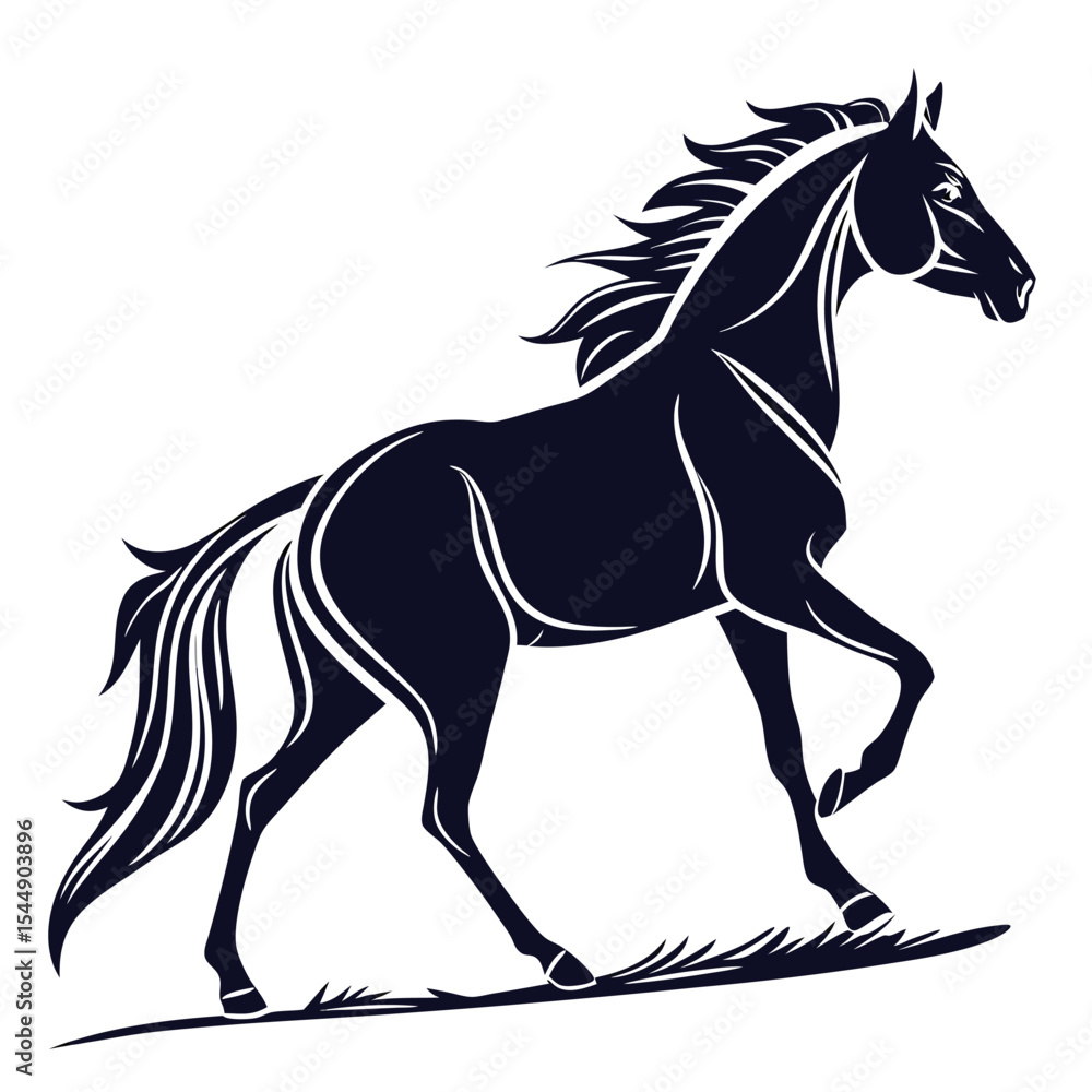 silhouette horse on white background silhouette horse on white background