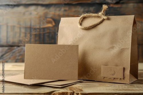 Vibrant Color Image of Cardboard Business Cards and Bag