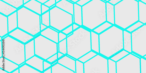 White 3d hexagonal technology vector abstract background. Blue bright energy flashes under hexagon in modern technology.White honeycomb texture grid.