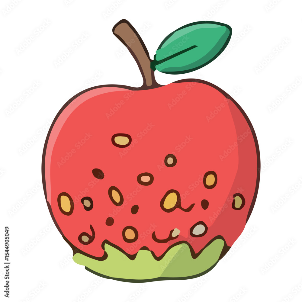 Fototapeta premium A vector illustration of a fresh, ripe red apple with a green leaf, perfect as a healthy fruit icon