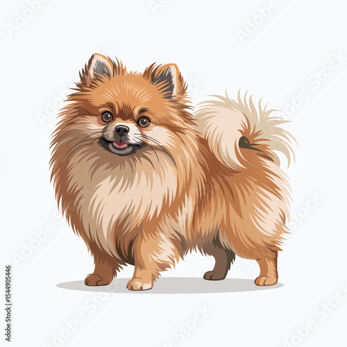 cute standing Pomeranian dog vector illustration