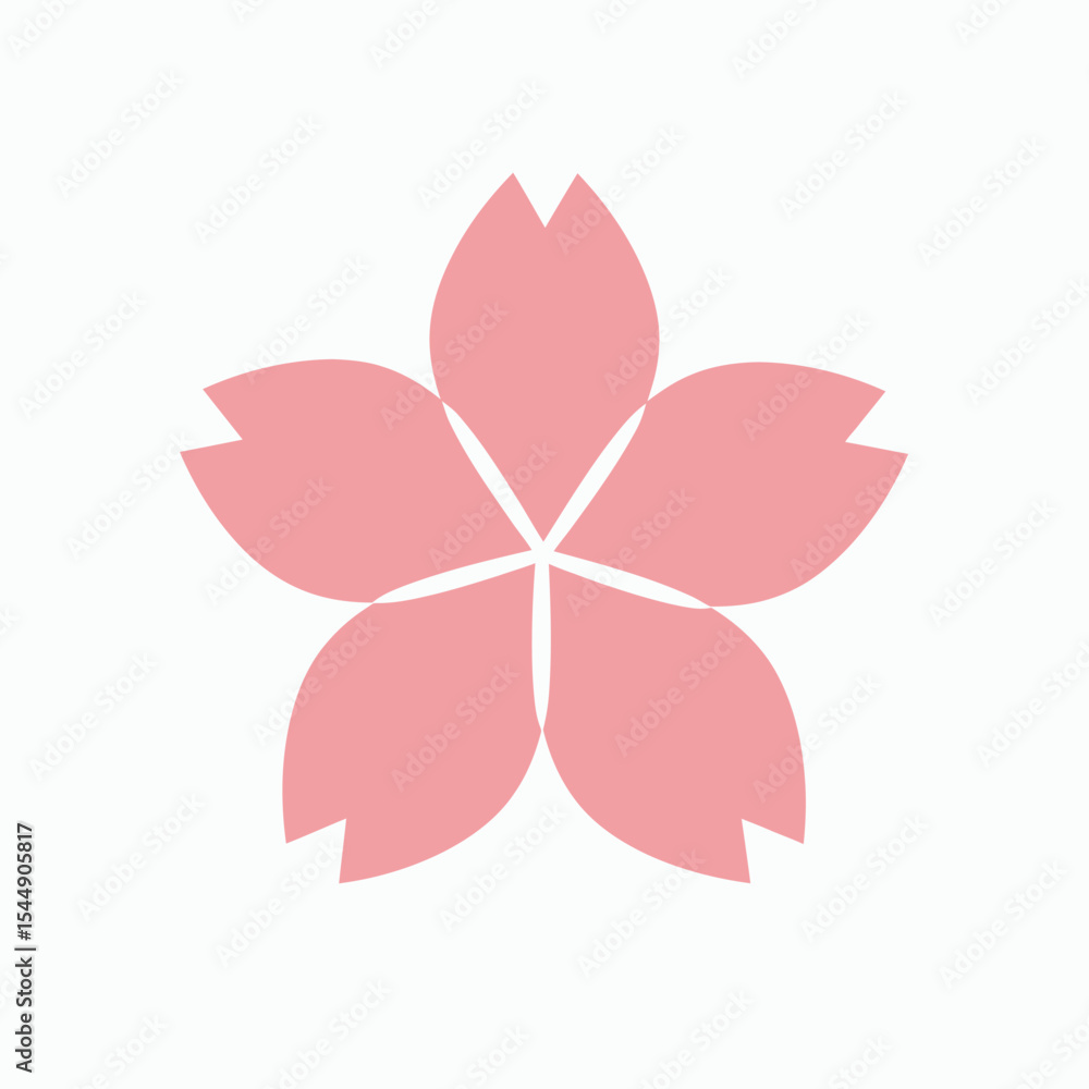 A pink fivepetal flower with notch edges is centered on a white background A pink fivepetal flower with notch edges is centered on a white background