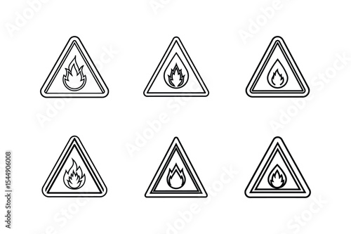 flammable warning icon line art vector illustration