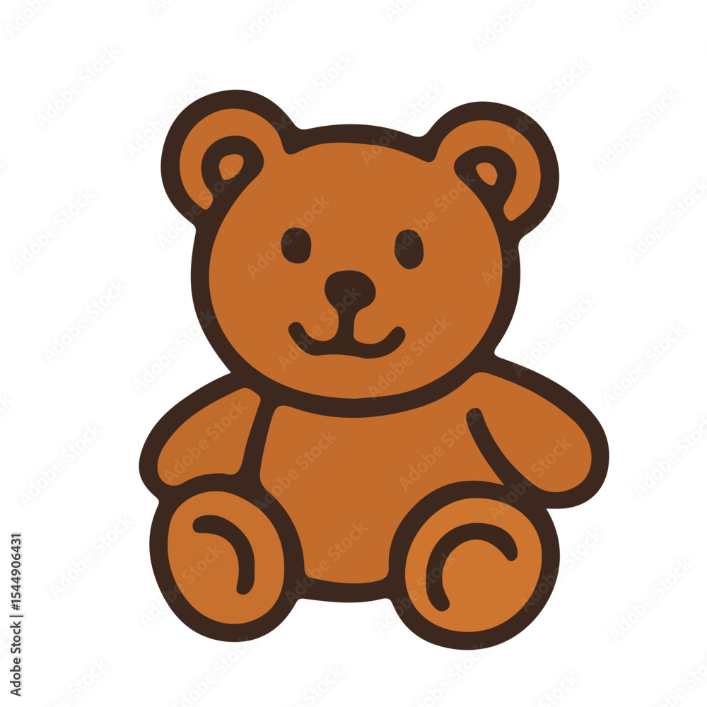 Cute cartoon teddy bear with a bow and toy, a soft brown plush animal illustration for baby's childhood fun Cute cartoon teddy bear with a bow and toy, a soft brown plush animal illustration for baby's childhood fun