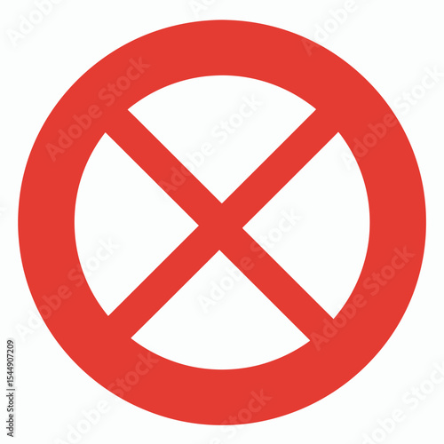 Red circle with a diagonal cross inside against a white background