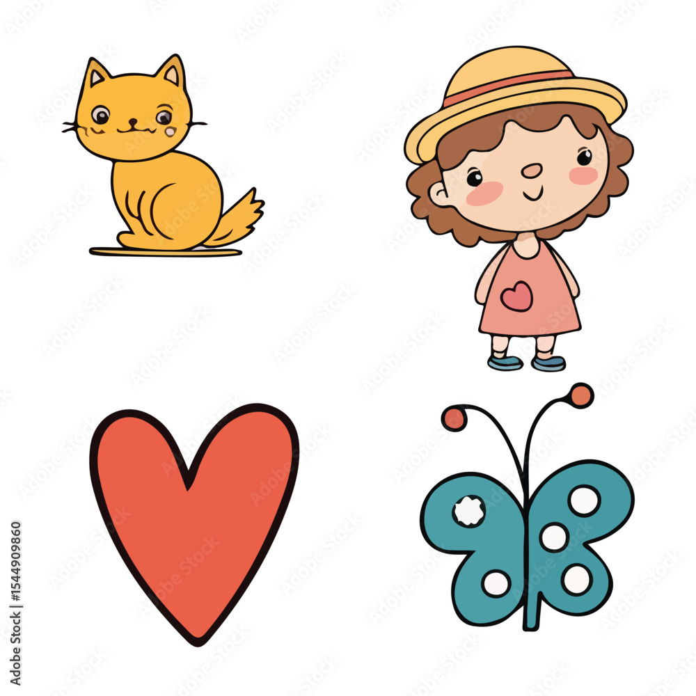 Fototapeta premium Funny cartoon cat characters and cute kitten illustrations evoke a sense of love and fun for pet owners